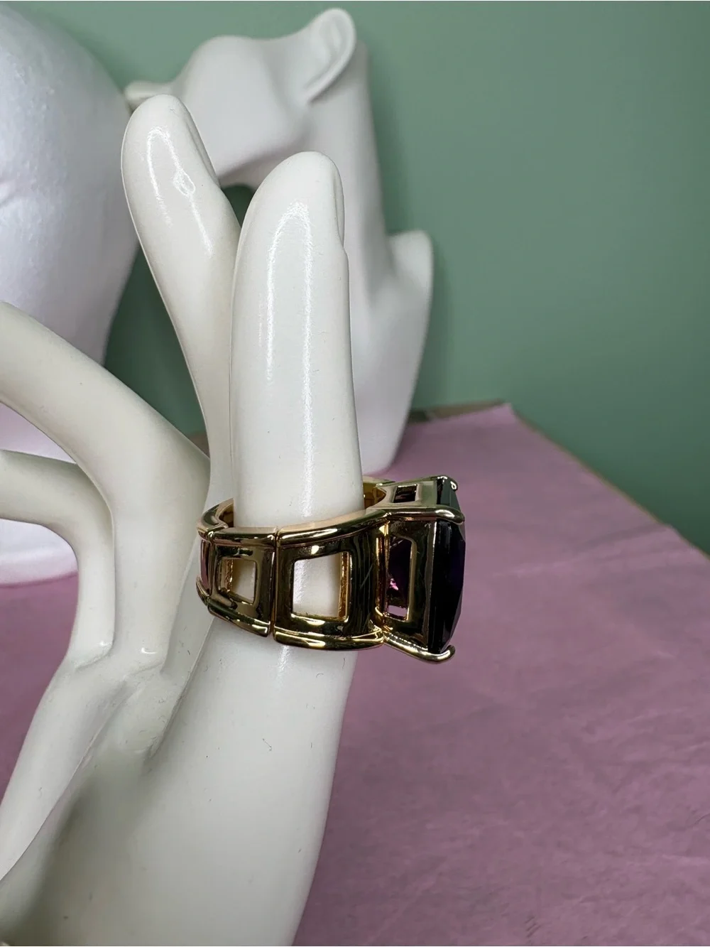 Purple Square-Cut Statement Ring - Women's Fashion Fancy jewelry size